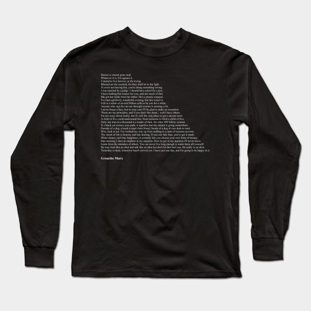 Groucho Marx Quotes Long Sleeve T-Shirt by qqqueiru